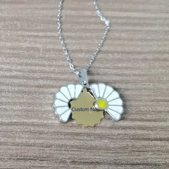 Custom Engraved Name Daisy Flower Locket Necklace