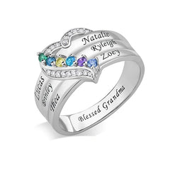 Personalized 1-8 Birthstone Rings for Women