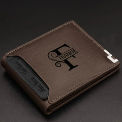 Custom Engraved PU Leather Wallet Men