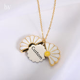 Custom Engraved Name Daisy Flower Locket Necklace