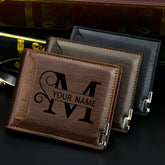 Custom Engraved PU Leather Wallet Men