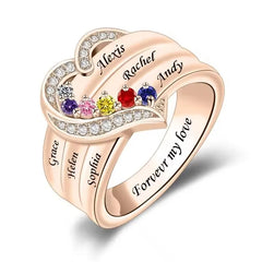 Personalized 1-8 Birthstone Rings for Women