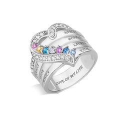 Personalized 1-8 Birthstone Rings for Women