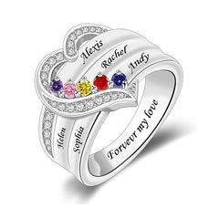 Personalized 1-8 Birthstone Rings for Women