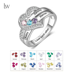 Personalized 1-8 Birthstone Rings for Women