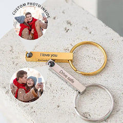 Custom Photo Keychain with Text