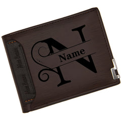 Custom Engraved PU Leather Wallet Men